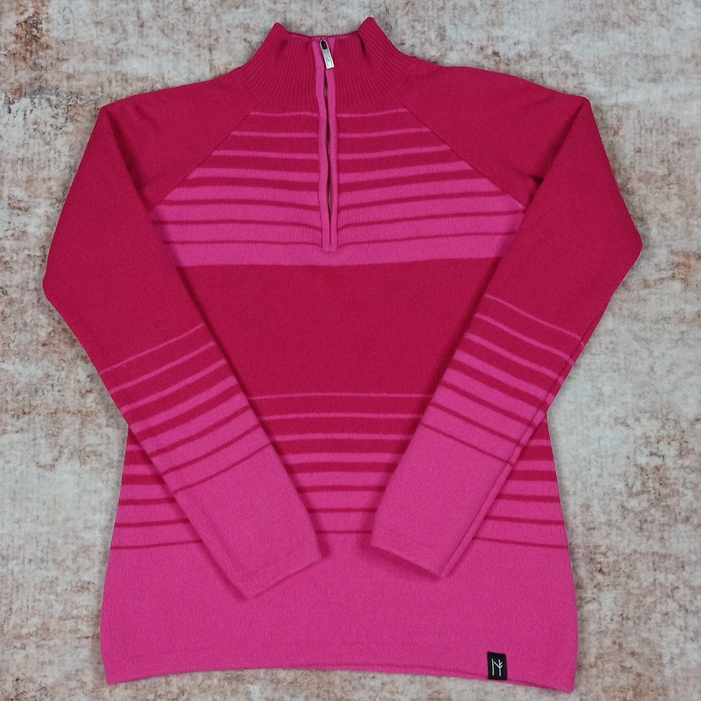 Neve Pink Wool 1/4 Zip Sweater Womens Medium
